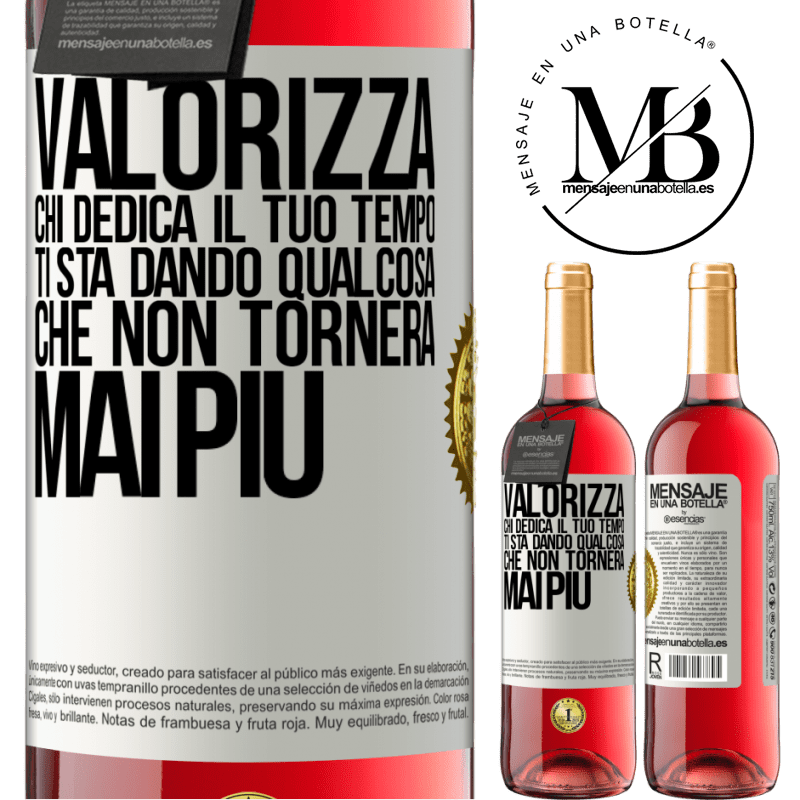 29,95 € Spedizione Gratuita | Vino rosato Edizione ROSÉ Valorizza chi dedica il tuo tempo. Ti sta dando qualcosa che non tornerà mai più Etichetta Bianca. Etichetta personalizzabile Vino giovane Raccogliere 2023 Tempranillo