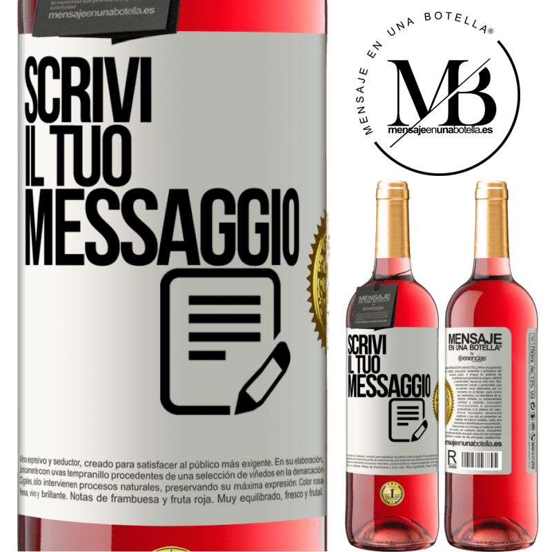 29,95 € Spedizione Gratuita | Vino rosato Edizione ROSÉ Scrivi il tuo messaggio Etichetta Bianca. Etichetta personalizzabile Vino giovane Raccogliere 2025 Tempranillo