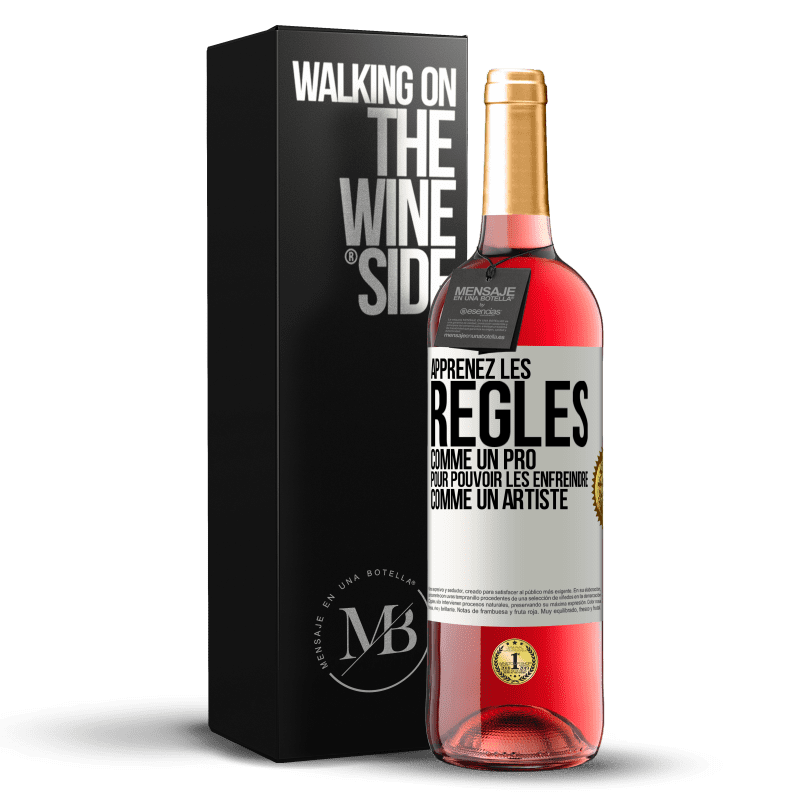 29,95 € Envoi gratuit | Vin rosé Édition ROSÉ Apprenez les règles comme un pro pour pouvoir les enfreindre comme un artiste Étiquette Blanche. Étiquette personnalisable Vin jeune Récolte 2024 Tempranillo