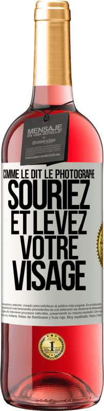 29,95 € Envoi gratuit | Vin rosé Édition ROSÉ Comme le dit le photographe, souriez et levez votre visage Étiquette Blanche. Étiquette personnalisable Vin jeune Récolte 2023 Tempranillo