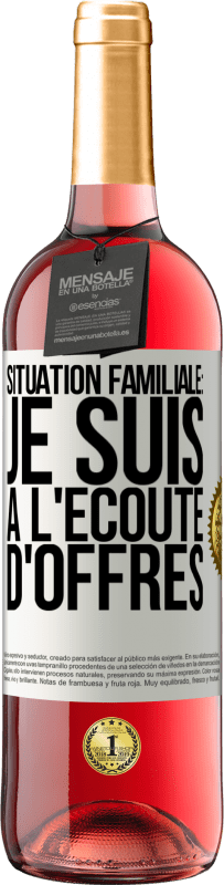 Envoi gratuit | Vin rosé Édition ROSÉ Situation familiale: je suis à l'écoute d'offres Étiquette Blanche. Étiquette personnalisable Vin jeune Récolte 2023 Tempranillo