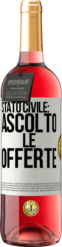 Spedizione Gratuita | Vino rosato Edizione ROSÉ Stato civile: ascolto le offerte Etichetta Bianca. Etichetta personalizzabile Vino giovane Raccogliere 2023 Tempranillo