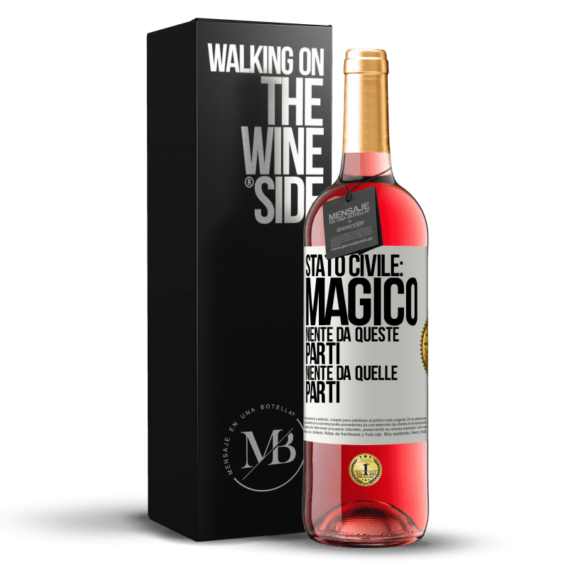 29,95 € Spedizione Gratuita | Vino rosato Edizione ROSÉ Stato civile: magico. Niente da queste parti, niente da quelle parti Etichetta Bianca. Etichetta personalizzabile Vino giovane Raccogliere 2025 Tempranillo