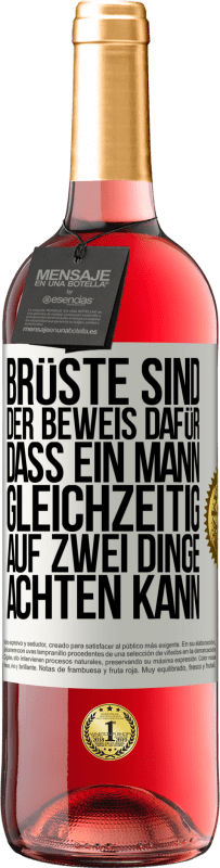 29,95 € | Roséwein ROSÉ Ausgabe Brüste sind der Beweis dafür, dass ein Mann gleichzeitig auf zwei Dinge achten kann Weißes Etikett. Anpassbares Etikett Junger Wein Ernte 2024 Tempranillo