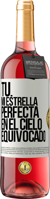 Envío gratis | Vino Rosado Edición ROSÉ Tú. Mi estrella perfecta en el cielo equivocado Etiqueta Blanca. Etiqueta personalizable Vino joven Cosecha 2023 Tempranillo