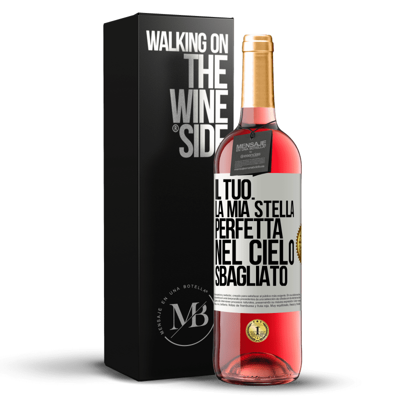 29,95 € Spedizione Gratuita | Vino rosato Edizione ROSÉ Il tuo. La mia stella perfetta nel cielo sbagliato Etichetta Bianca. Etichetta personalizzabile Vino giovane Raccogliere 2023 Tempranillo