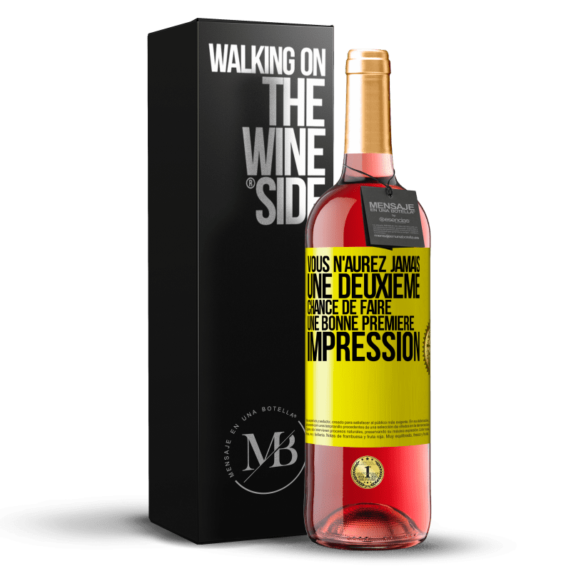 29,95 € Envoi gratuit | Vin rosé Édition ROSÉ Vous n'aurez jamais une deuxième chance de faire une bonne première impression Étiquette Jaune. Étiquette personnalisable Vin jeune Récolte 2024 Tempranillo