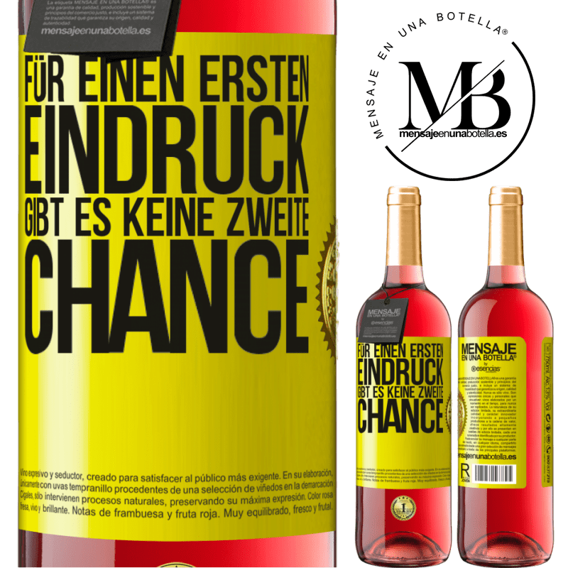 29,95 € Kostenloser Versand | Roséwein ROSÉ Ausgabe Für einen ersten Eindruck gibt es keine zweite Chance Gelbes Etikett. Anpassbares Etikett Junger Wein Ernte 2024 Tempranillo