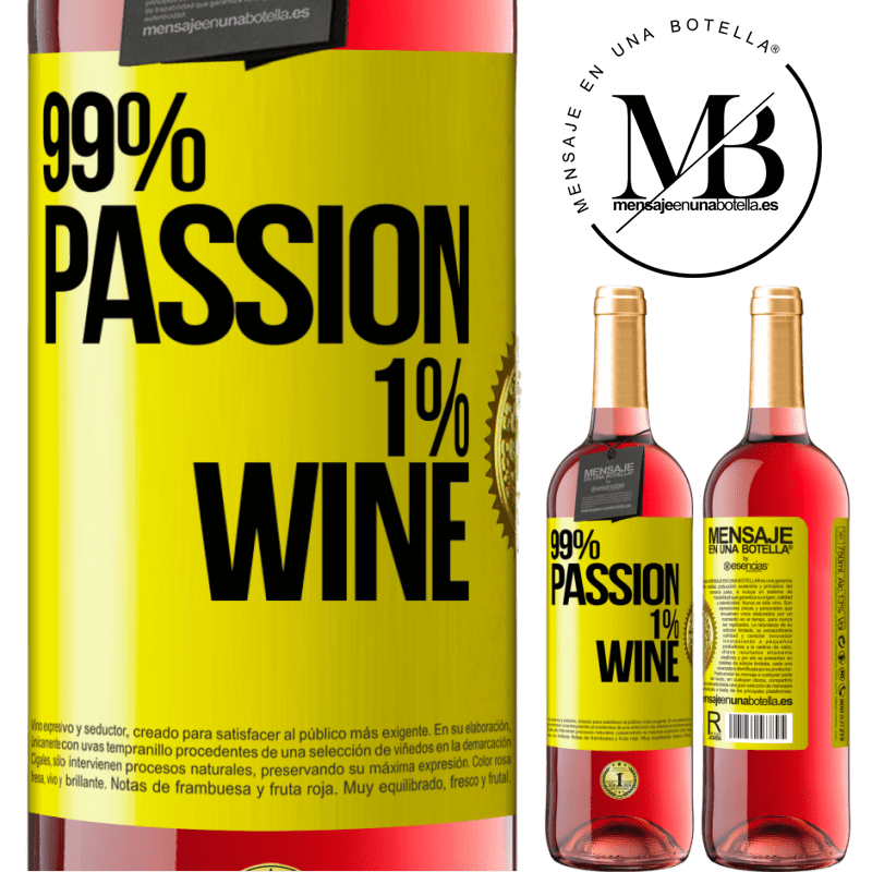 29,95 € Kostenloser Versand | Roséwein ROSÉ Ausgabe 99% passion, 1% wine Gelbes Etikett. Anpassbares Etikett Junger Wein Ernte 2023 Tempranillo