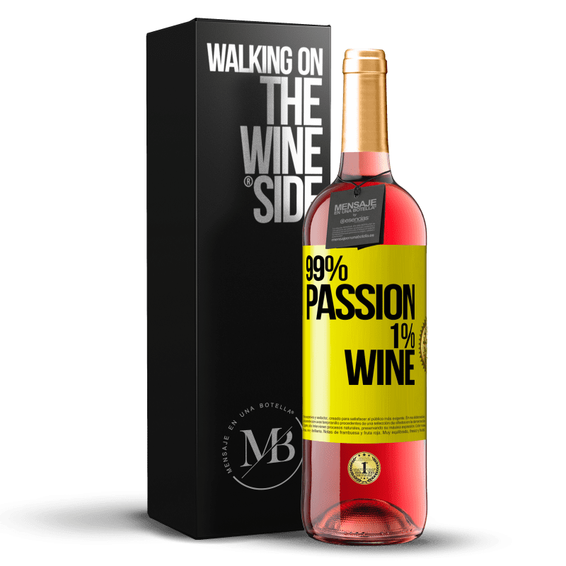 29,95 € Kostenloser Versand | Roséwein ROSÉ Ausgabe 99% passion, 1% wine Gelbes Etikett. Anpassbares Etikett Junger Wein Ernte 2024 Tempranillo