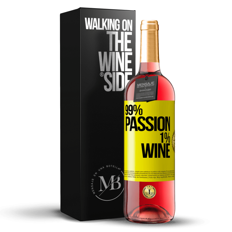 29,95 € Kostenloser Versand | Roséwein ROSÉ Ausgabe 99% passion, 1% wine Gelbes Etikett. Anpassbares Etikett Junger Wein Ernte 2025 Tempranillo