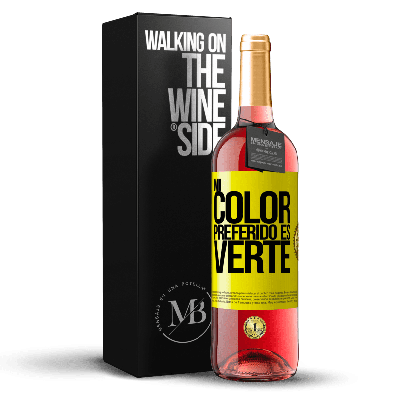29,95 € Envio grátis | Vinho rosé Edição ROSÉ Mi color preferido es: verte Etiqueta Amarela. Etiqueta personalizável Vinho jovem Colheita 2024 Tempranillo