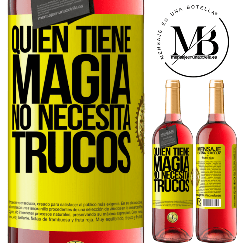 29,95 € Envío gratis | Vino Rosado Edición ROSÉ Quien tiene magia no necesita trucos Etiqueta Amarilla. Etiqueta personalizable Vino joven Cosecha 2024 Tempranillo