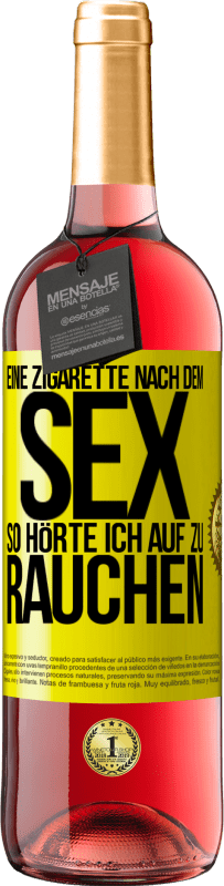 29,95 € | Roséwein ROSÉ Ausgabe Eine Zigarette nach dem Sex. So hörte ich auf zu rauchen Gelbes Etikett. Anpassbares Etikett Junger Wein Ernte 2023 Tempranillo