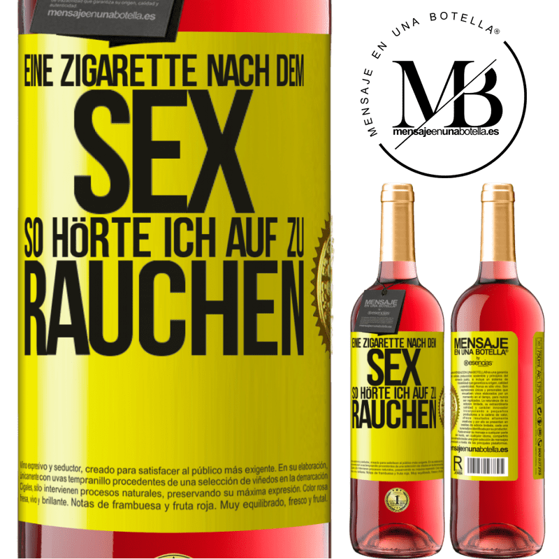 29,95 € Kostenloser Versand | Roséwein ROSÉ Ausgabe Eine Zigarette nach dem Sex. So hörte ich auf zu rauchen Gelbes Etikett. Anpassbares Etikett Junger Wein Ernte 2023 Tempranillo