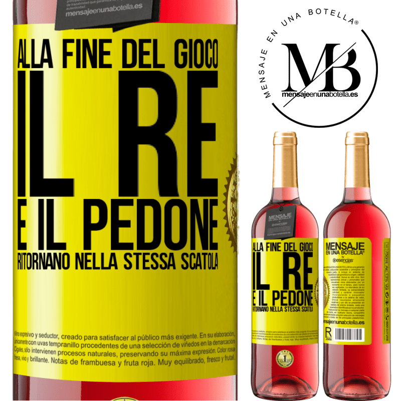 29,95 € Spedizione Gratuita | Vino rosato Edizione ROSÉ Alla fine del gioco, il re e il pedone ritornano nella stessa scatola Etichetta Gialla. Etichetta personalizzabile Vino giovane Raccogliere 2023 Tempranillo