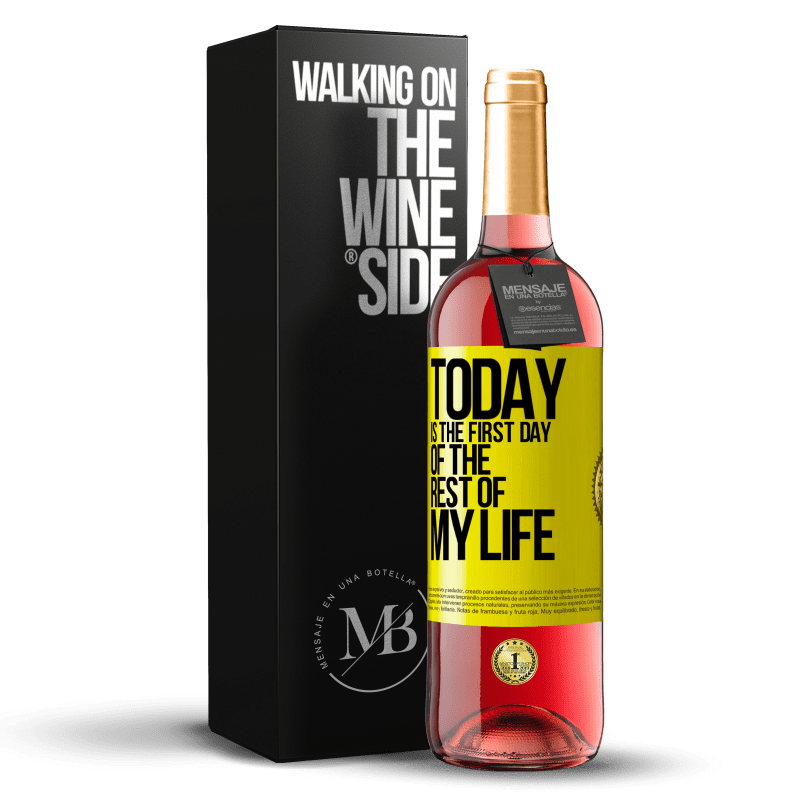29,95 € Бесплатная доставка | Розовое вино Издание ROSÉ Сегодня первый день в моей жизни Желтая этикетка. Настраиваемая этикетка Молодое вино Урожай 2023 Tempranillo