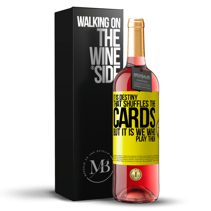 29,95 € Free Shipping | Rosé Wine ROSÉ Edition It is destiny that shuffles the cards, but it is we who play them Yellow Label. Customizable label Young wine Harvest 2024 Tempranillo