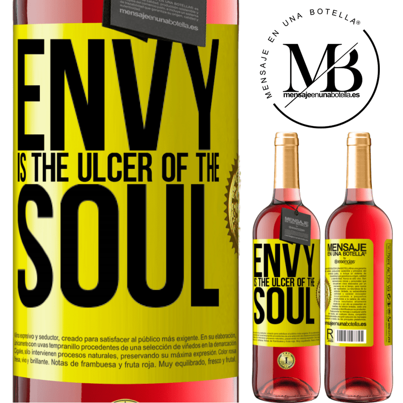 29,95 € Free Shipping | Rosé Wine ROSÉ Edition Envy is the ulcer of the soul Yellow Label. Customizable label Young wine Harvest 2021 Tempranillo