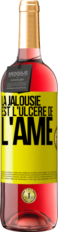 29,95 € Envoi gratuit | Vin rosé Édition ROSÉ La jalousie est l'ulcère de l'âme Étiquette Jaune. Étiquette personnalisable Vin jeune Récolte 2025 Tempranillo