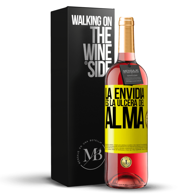 29,95 € Envío gratis | Vino Rosado Edición ROSÉ La envidia es la úlcera del alma Etiqueta Amarilla. Etiqueta personalizable Vino joven Cosecha 2024 Tempranillo