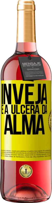 29,95 € | Vinho rosé Edição ROSÉ Inveja é a úlcera da alma Etiqueta Amarela. Etiqueta personalizável Vinho jovem Colheita 2025 Tempranillo