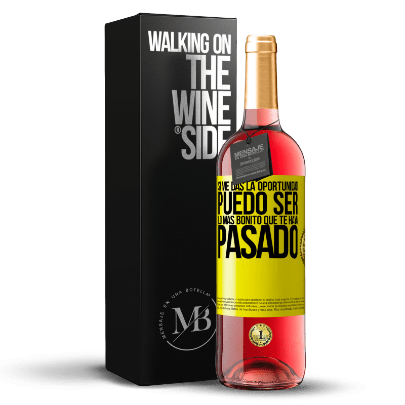 29,95 € Envío gratis | Vino Rosado Edición ROSÉ Si me das la oportunidad, puedo ser lo más bonito que te haya pasado Etiqueta Amarilla. Etiqueta personalizable Vino joven Cosecha 2024 Tempranillo