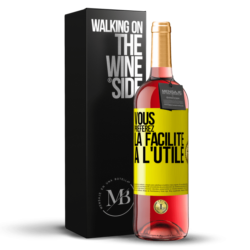 29,95 € Envoi gratuit | Vin rosé Édition ROSÉ Vous préférez la facilité à l'utile Étiquette Jaune. Étiquette personnalisable Vin jeune Récolte 2024 Tempranillo