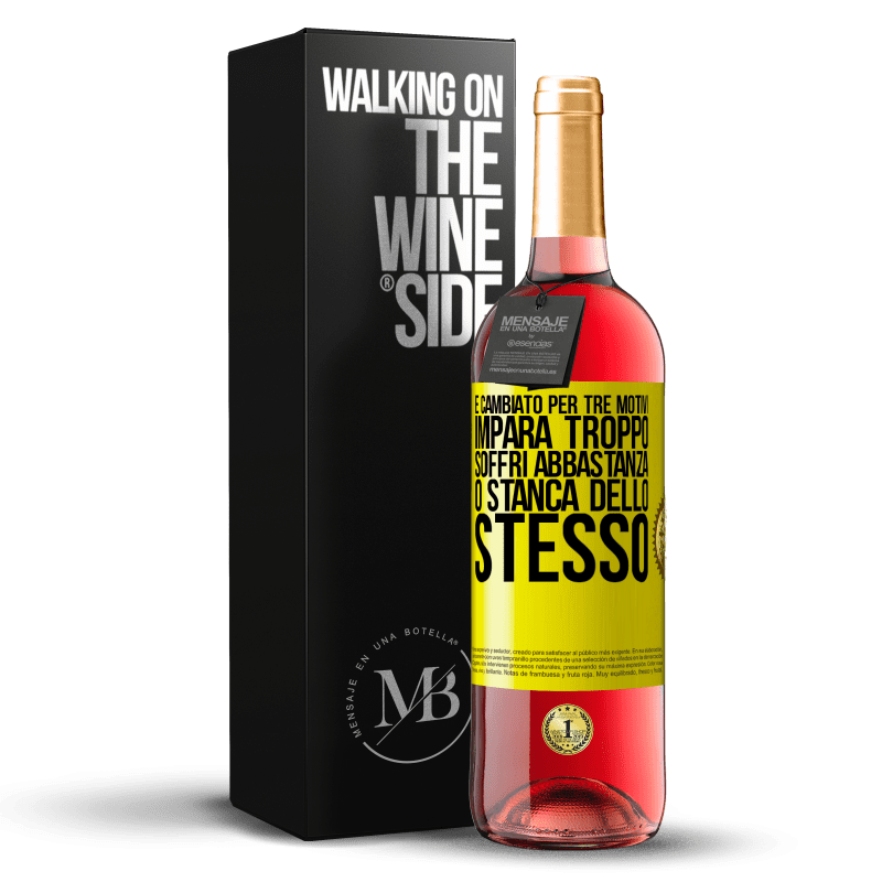 29,95 € Spedizione Gratuita | Vino rosato Edizione ROSÉ È cambiato per tre motivi. Impara troppo, soffri abbastanza o stanca dello stesso Etichetta Gialla. Etichetta personalizzabile Vino giovane Raccogliere 2024 Tempranillo