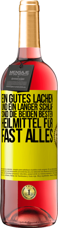 29,95 € | Roséwein ROSÉ Ausgabe Ein gutes Lachen und ein langer Schlaf sind die beiden besten Heilmittel für fast alles Gelbes Etikett. Anpassbares Etikett Junger Wein Ernte 2024 Tempranillo