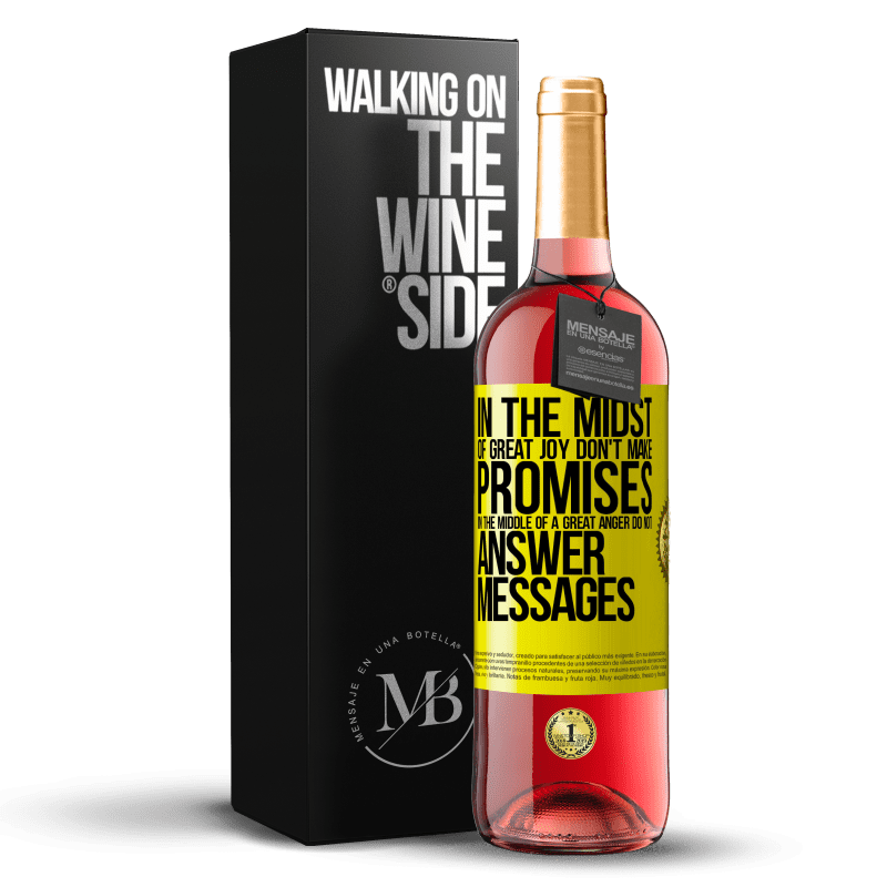 29,95 € 免费送货 | 桃红葡萄酒 ROSÉ版 在充满欢乐的之中，不要许诺。在大怒中，不要回答信息 黄色标签. 可自定义的标签 青年酒 收成 2024 Tempranillo