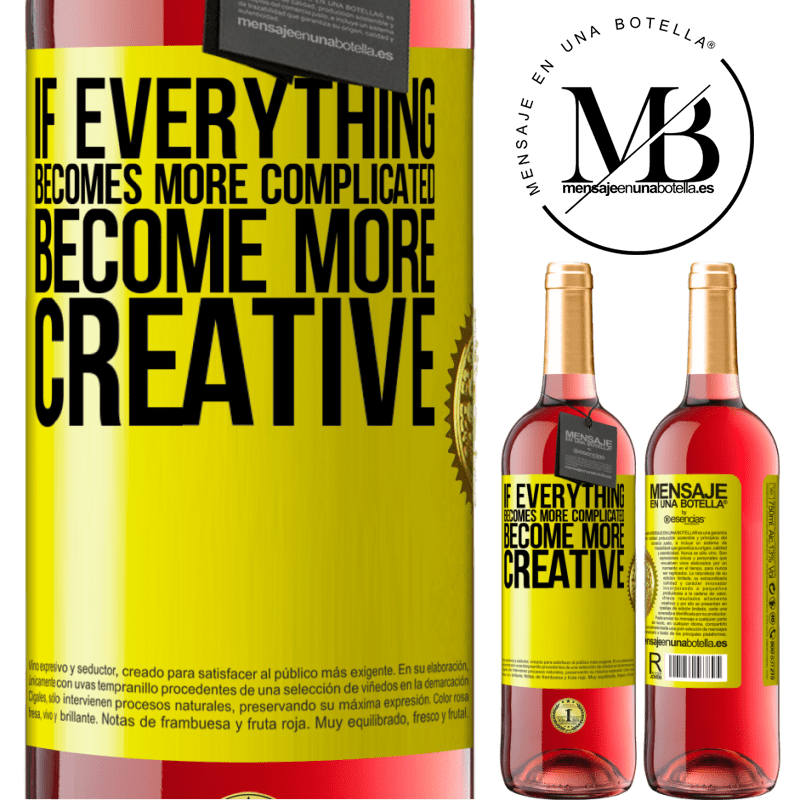 29,95 € Free Shipping | Rosé Wine ROSÉ Edition If everything becomes more complicated, become more creative Yellow Label. Customizable label Young wine Harvest 2021 Tempranillo