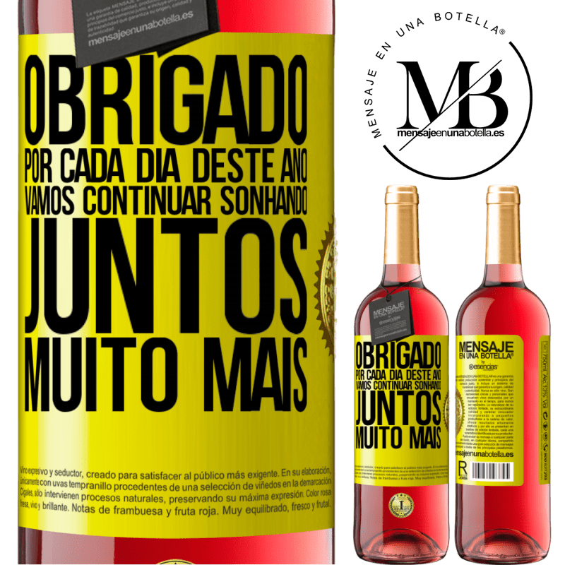 29,95 € Envio grátis | Vinho rosé Edição ROSÉ Obrigado por cada dia deste ano. Vamos continuar sonhando juntos muito mais Etiqueta Amarela. Etiqueta personalizável Vinho jovem Colheita 2023 Tempranillo