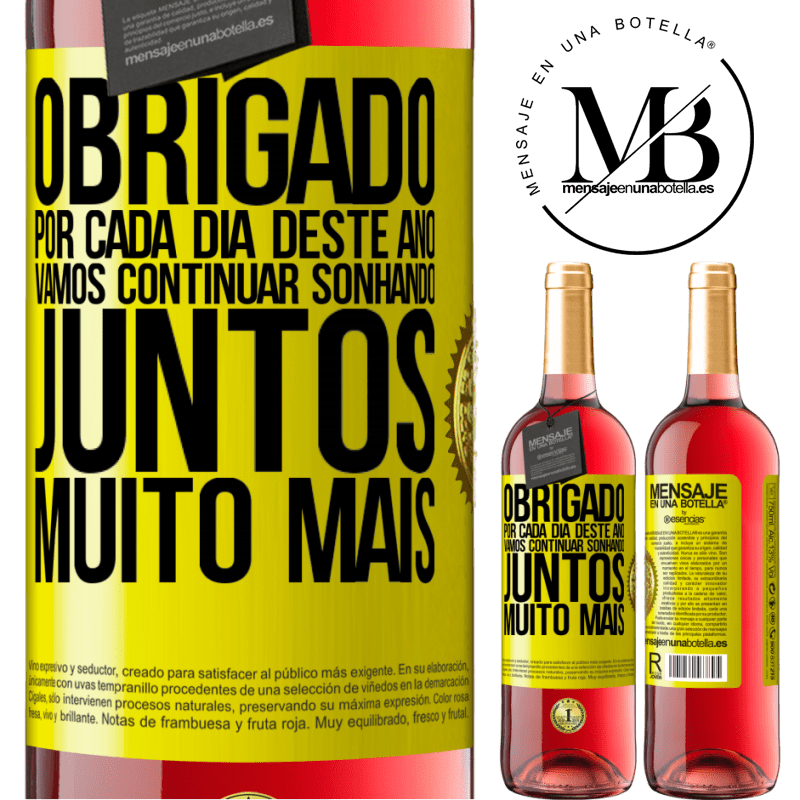 29,95 € Envio grátis | Vinho rosé Edição ROSÉ Obrigado por cada dia deste ano. Vamos continuar sonhando juntos muito mais Etiqueta Amarela. Etiqueta personalizável Vinho jovem Colheita 2025 Tempranillo