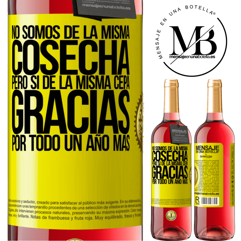 29,95 € Envío gratis | Vino Rosado Edición ROSÉ No somos de la misma cosecha, pero sí de la misma cepa. Gracias por todo, un año más Etiqueta Amarilla. Etiqueta personalizable Vino joven Cosecha 2023 Tempranillo