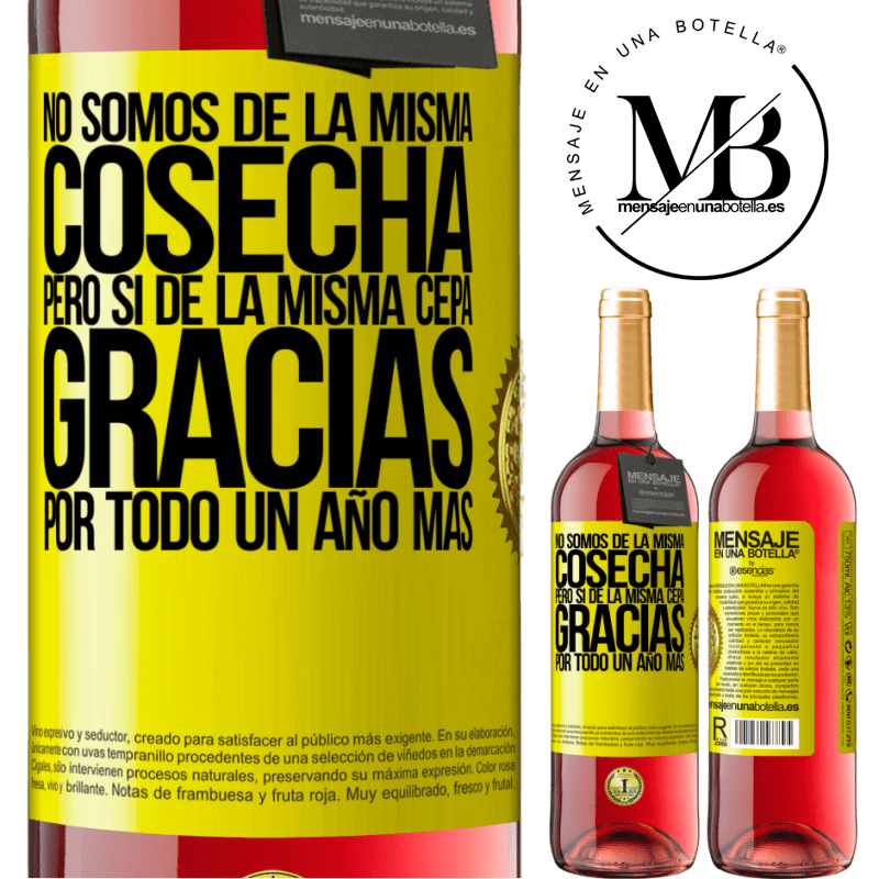 29,95 € Envío gratis | Vino Rosado Edición ROSÉ No somos de la misma cosecha, pero sí de la misma cepa. Gracias por todo, un año más Etiqueta Amarilla. Etiqueta personalizable Vino joven Cosecha 2025 Tempranillo