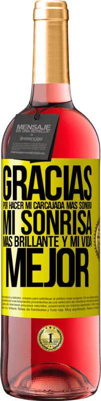29,95 € Envío gratis | Vino Rosado Edición ROSÉ Gracias por hacer mi carcajada más sonora, mi sonrisa más brillante y mi vida mejor Etiqueta Amarilla. Etiqueta personalizable Vino joven Cosecha 2025 Tempranillo