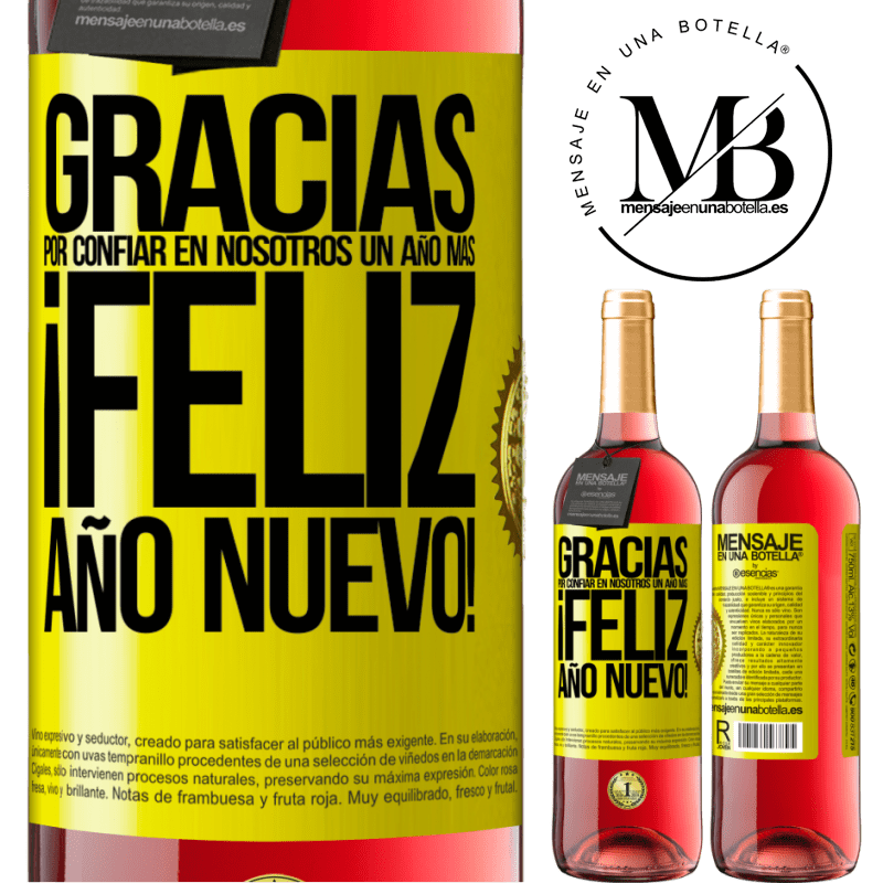 29,95 € Envío gratis | Vino Rosado Edición ROSÉ Gracias por confiar en nosotros un año más. Feliz Año Nuevo Etiqueta Amarilla. Etiqueta personalizable Vino joven Cosecha 2025 Tempranillo