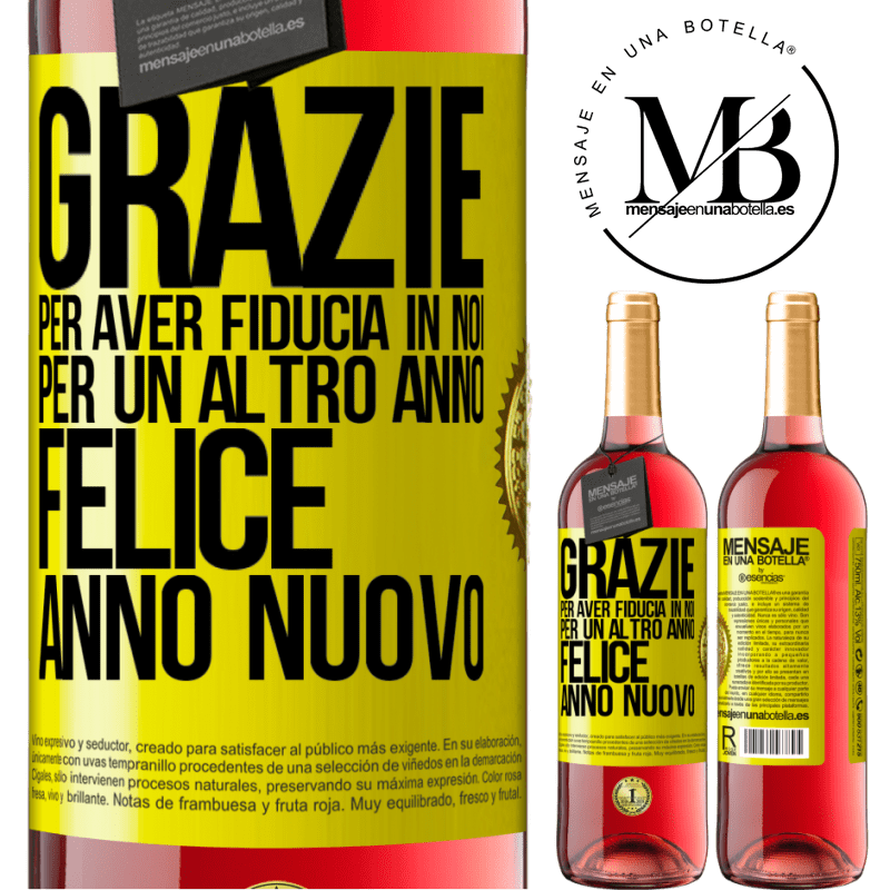 29,95 € Spedizione Gratuita | Vino rosato Edizione ROSÉ Grazie per aver fiducia in noi per un altro anno. Felice anno nuovo Etichetta Gialla. Etichetta personalizzabile Vino giovane Raccogliere 2023 Tempranillo