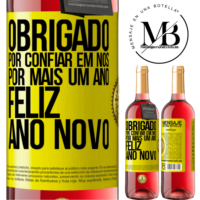 29,95 € Envio grátis | Vinho rosé Edição ROSÉ Obrigado por confiar em nós por mais um ano. Feliz Ano Novo Etiqueta Amarela. Etiqueta personalizável Vinho jovem Colheita 2023 Tempranillo