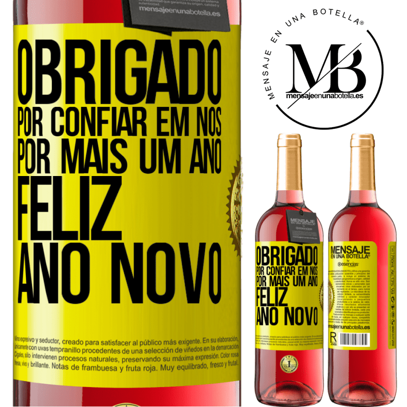 29,95 € Envio grátis | Vinho rosé Edição ROSÉ Obrigado por confiar em nós por mais um ano. Feliz Ano Novo Etiqueta Amarela. Etiqueta personalizável Vinho jovem Colheita 2025 Tempranillo
