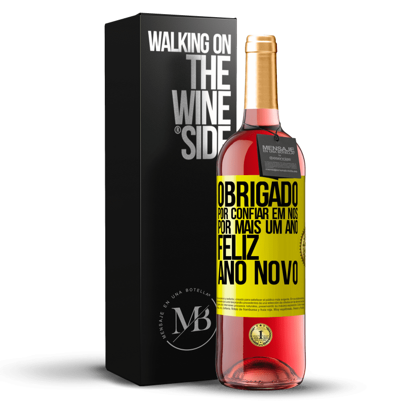 29,95 € Envio grátis | Vinho rosé Edição ROSÉ Obrigado por confiar em nós por mais um ano. Feliz Ano Novo Etiqueta Amarela. Etiqueta personalizável Vinho jovem Colheita 2025 Tempranillo