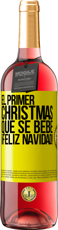 29,95 € Envío gratis | Vino Rosado Edición ROSÉ El primer christmas que se bebe. Feliz navidad! Etiqueta Amarilla. Etiqueta personalizable Vino joven Cosecha 2025 Tempranillo