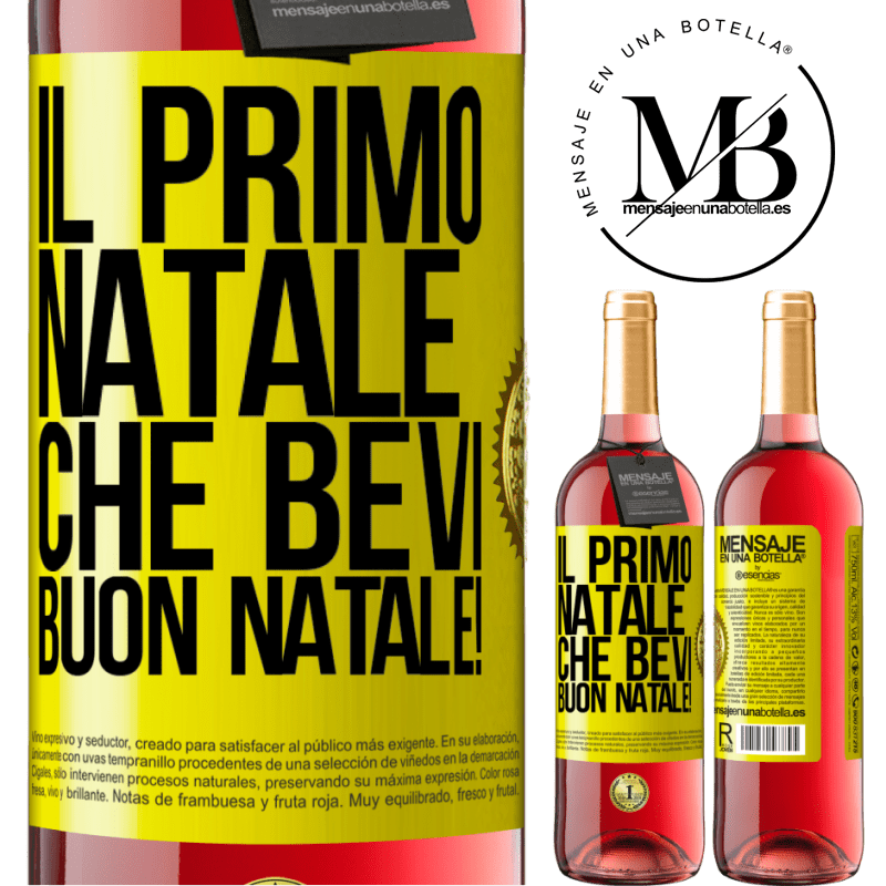 29,95 € Spedizione Gratuita | Vino rosato Edizione ROSÉ Il primo Natale che bevi. Buon natale! Etichetta Gialla. Etichetta personalizzabile Vino giovane Raccogliere 2023 Tempranillo