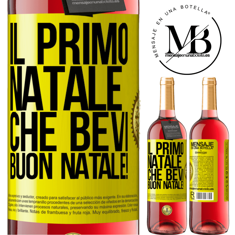 29,95 € Spedizione Gratuita | Vino rosato Edizione ROSÉ Il primo Natale che bevi. Buon natale! Etichetta Gialla. Etichetta personalizzabile Vino giovane Raccogliere 2025 Tempranillo
