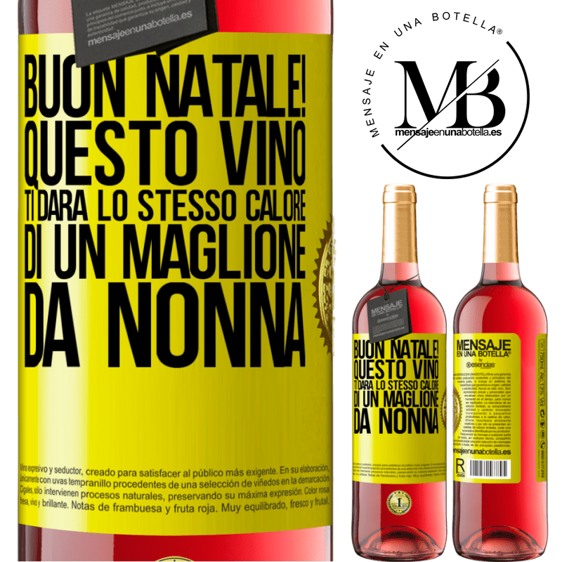 29,95 € Spedizione Gratuita | Vino rosato Edizione ROSÉ Buon natale! Questo vino ti darà lo stesso calore di un maglione da nonna Etichetta Gialla. Etichetta personalizzabile Vino giovane Raccogliere 2023 Tempranillo