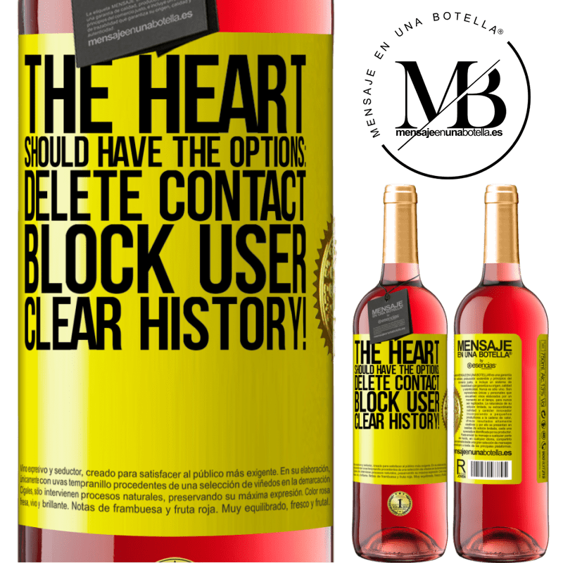 29,95 € Free Shipping | Rosé Wine ROSÉ Edition The heart should have the options: Delete contact, Block user, Clear history! Yellow Label. Customizable label Young wine Harvest 2021 Tempranillo