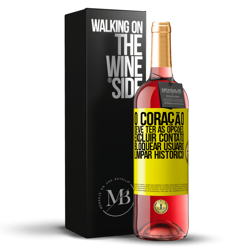 29,95 € Envio grátis | Vinho rosé Edição ROSÉ O coração deve ter as opções: Excluir contato, Bloquear usuário, Limpar histórico! Etiqueta Amarela. Etiqueta personalizável Vinho jovem Colheita 2024 Tempranillo