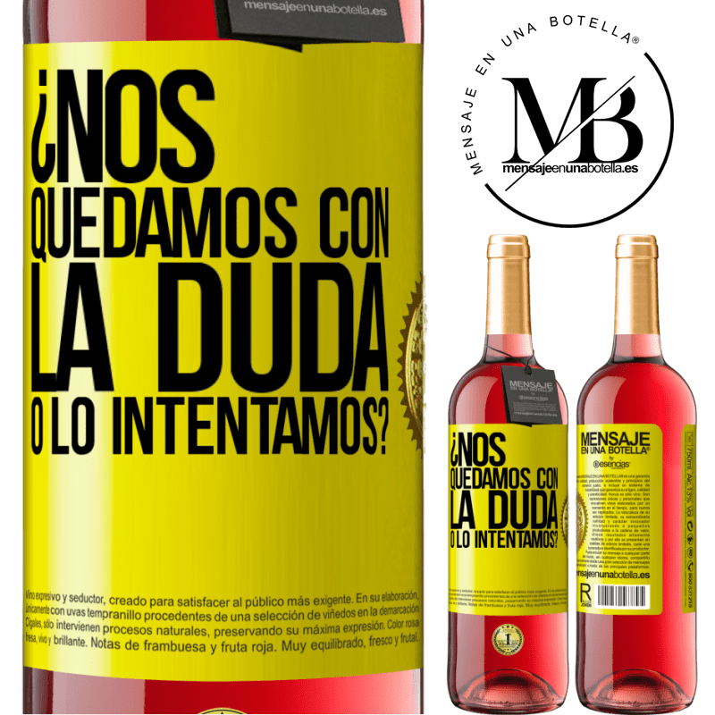 29,95 € Envío gratis | Vino Rosado Edición ROSÉ Nos quedamos con la duda o lo intentamos? Etiqueta Amarilla. Etiqueta personalizable Vino joven Cosecha 2024 Tempranillo
