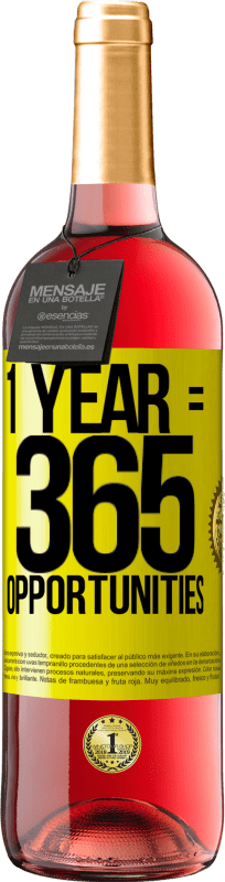 29,95 € | Vino rosato Edizione ROSÉ 1 year 365 opportunities Etichetta Gialla. Etichetta personalizzabile Vino giovane Raccogliere 2025 Tempranillo